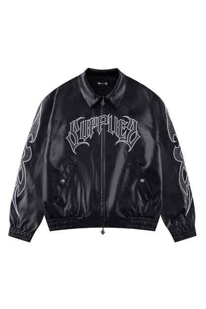 Studded Tribal Faux Leather Jacket
