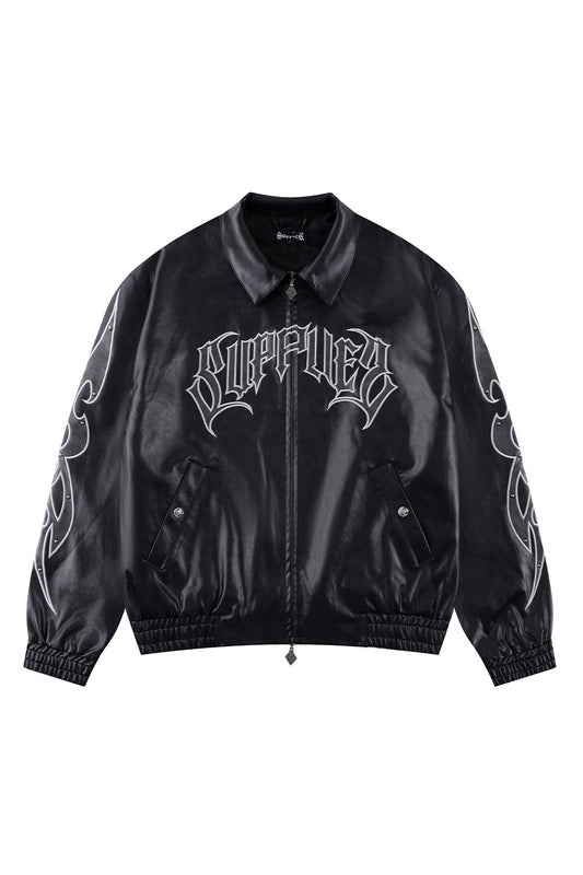 Studded Tribal Faux Leather Jacket