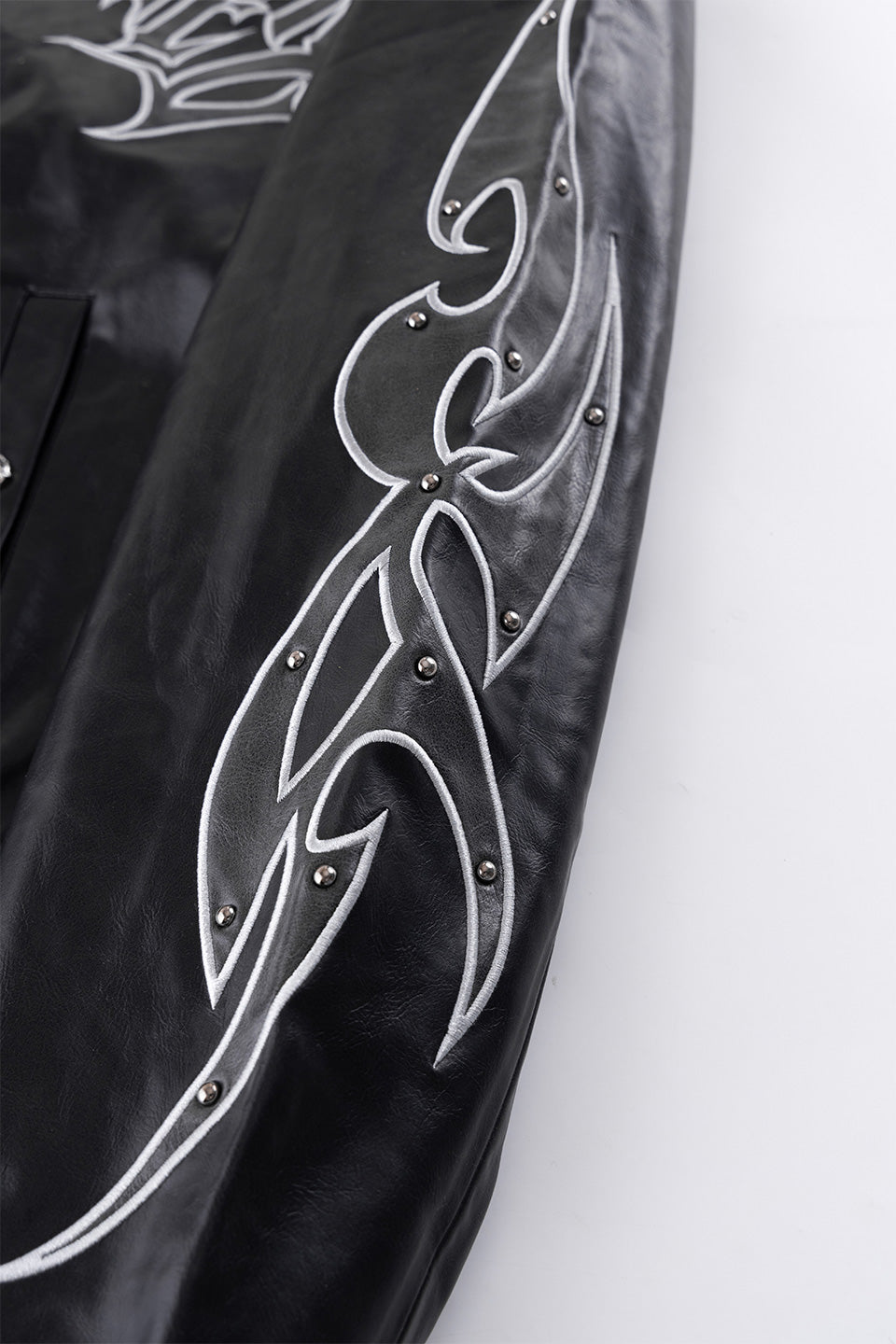 Studded Tribal Faux Leather Jacket