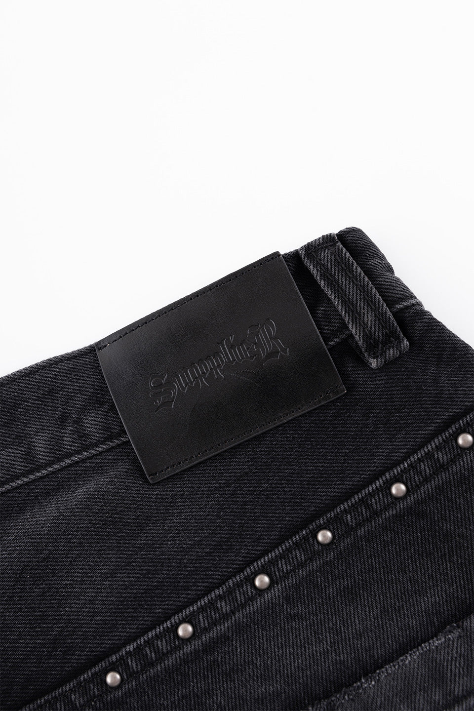 Studs Tribal Leather Patch Curve Denim