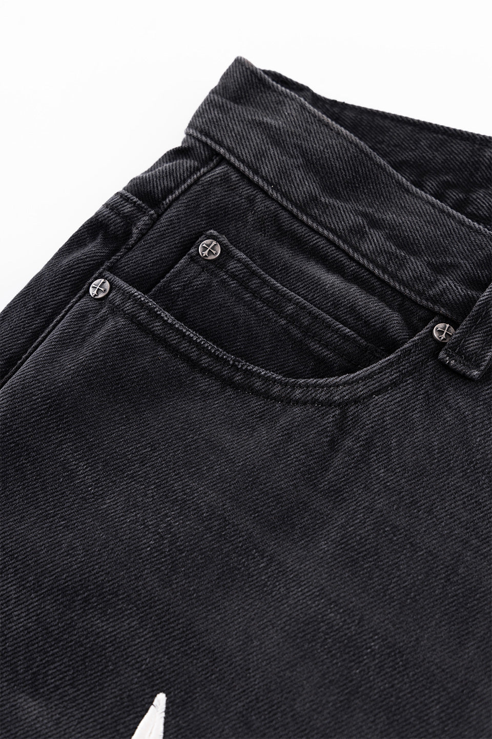 Studs Tribal Leather Patch Curve Denim