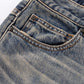 Studs Tribal Leather Patch Curve Denim
