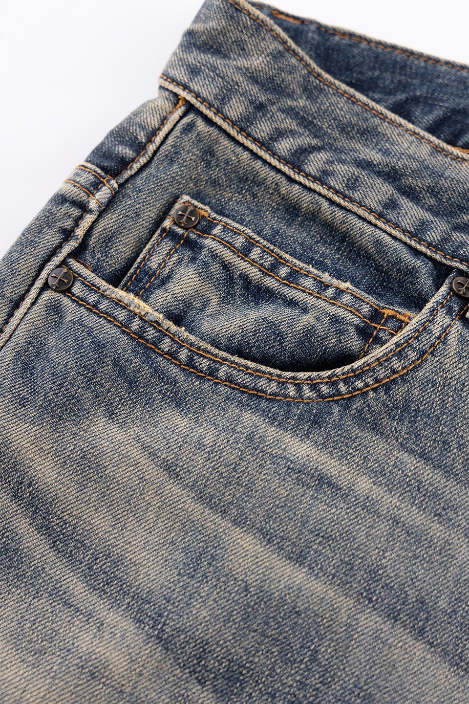 Studs Tribal Leather Patch Curve Denim