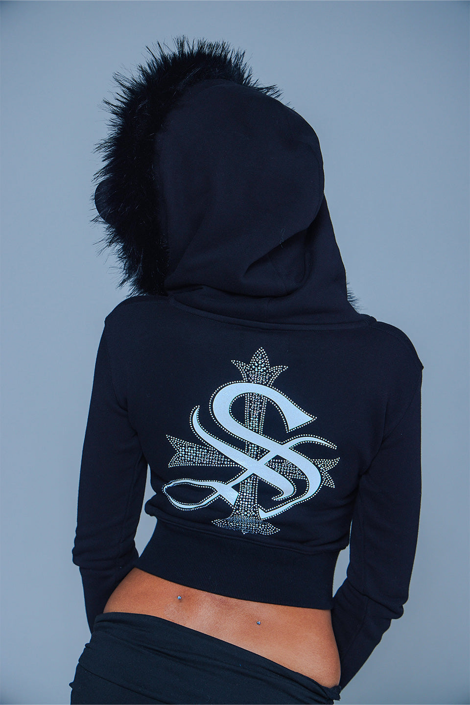 Baby Cross Fur Zip Hoodie - Cropped Fit Women'S