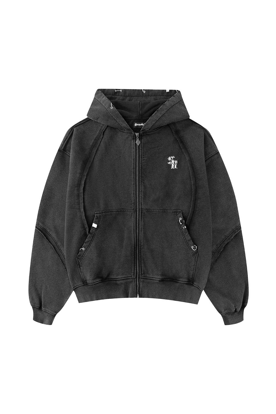 Switching Pierced Zip Hoodie