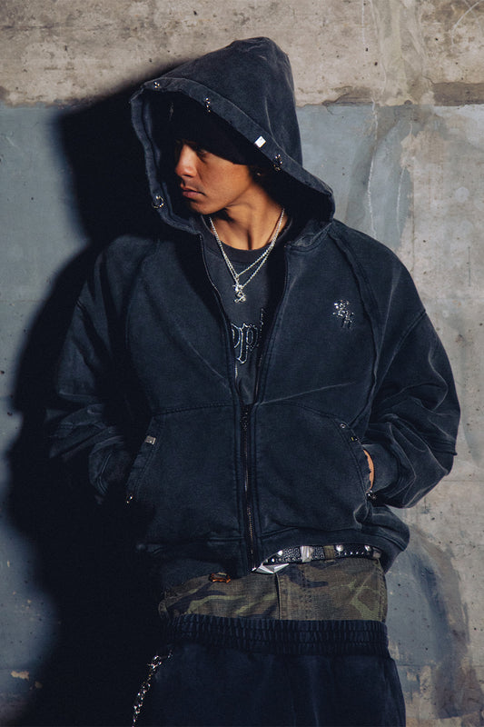 Switching Pierced Zip Hoodie