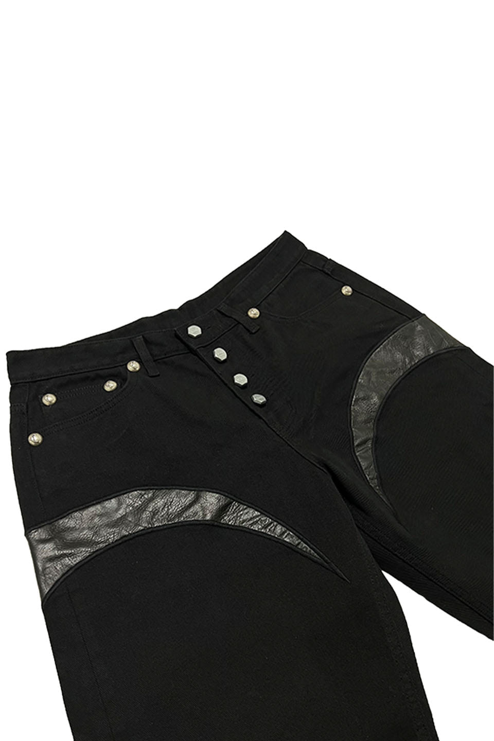thugclub完売　レア　TC Leather All Black Denim Pants2