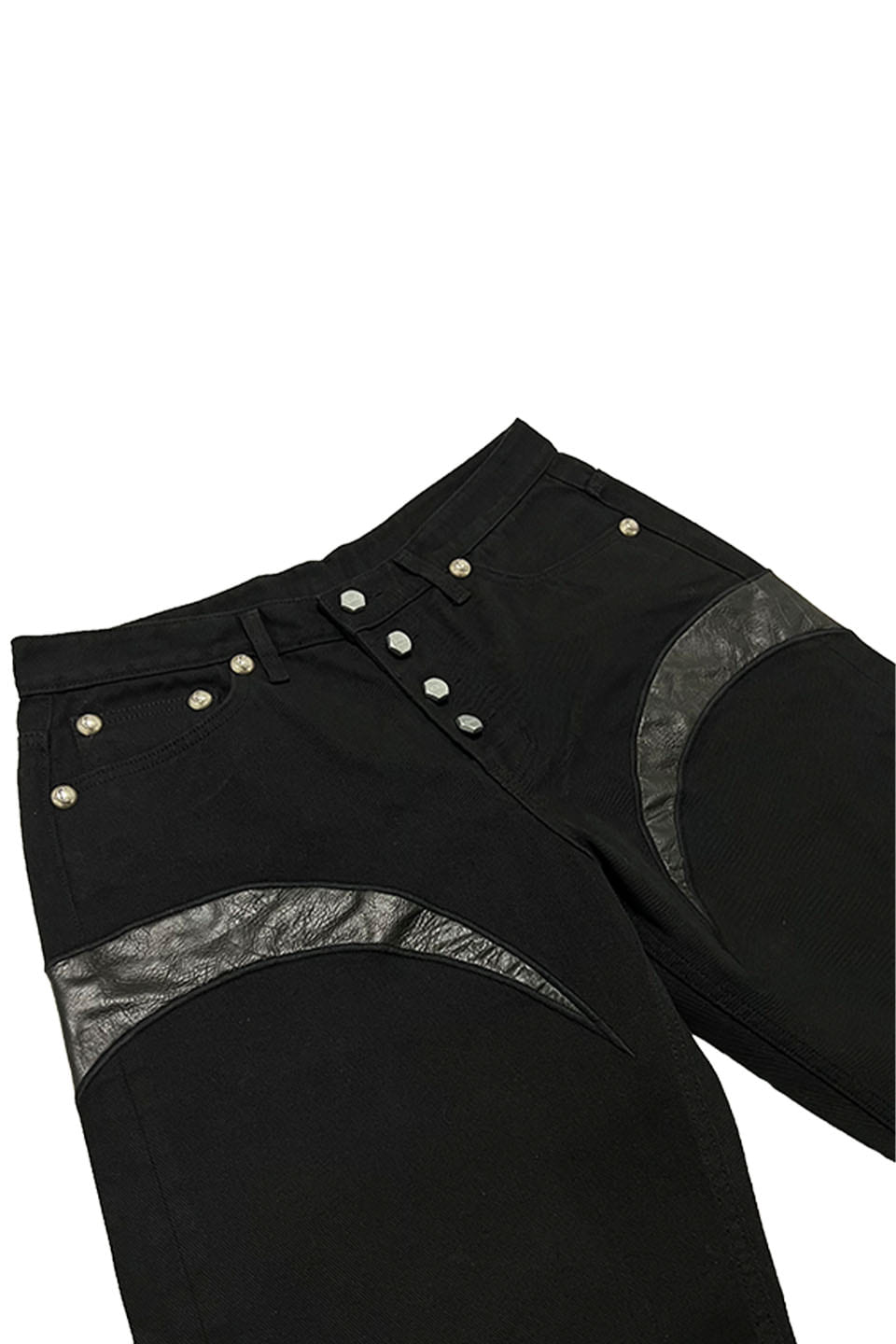 16,500円完売　レア　TC Leather All Black Denim Pants2