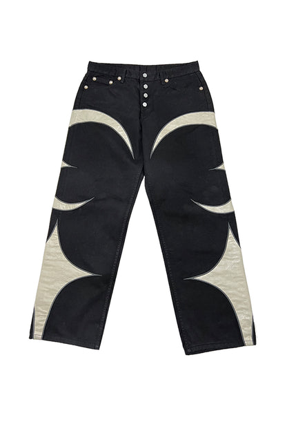 Tc Leather Washing Denim Pants