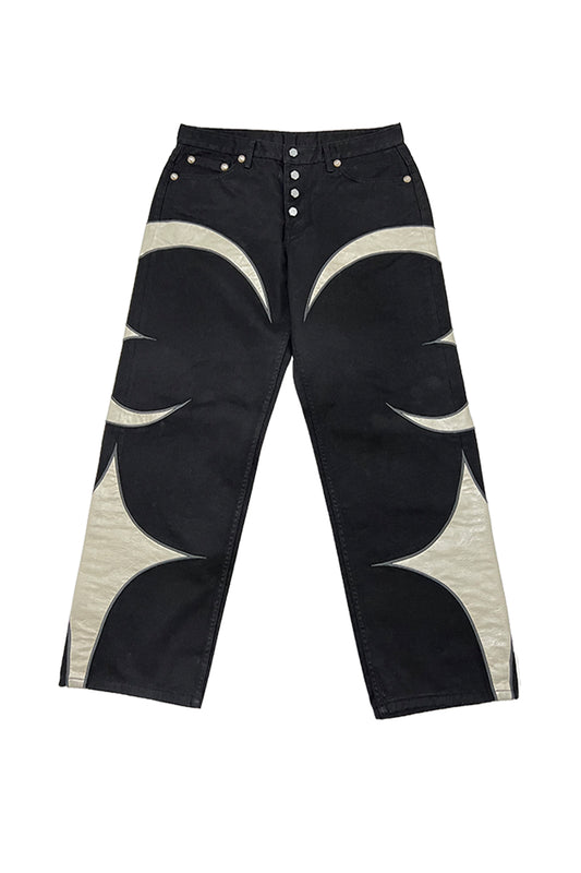 Tc Leather Washing Denim Pants