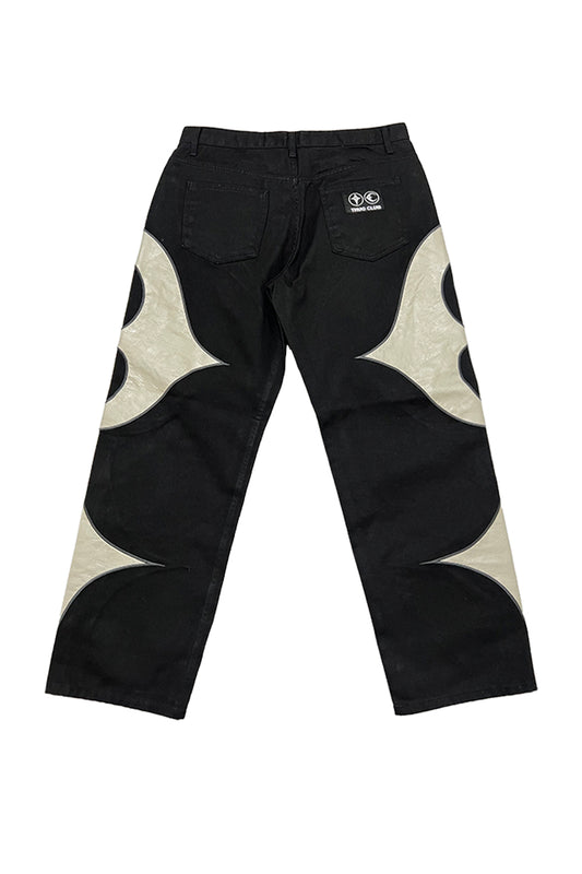 Tc Leather Washing Denim Pants