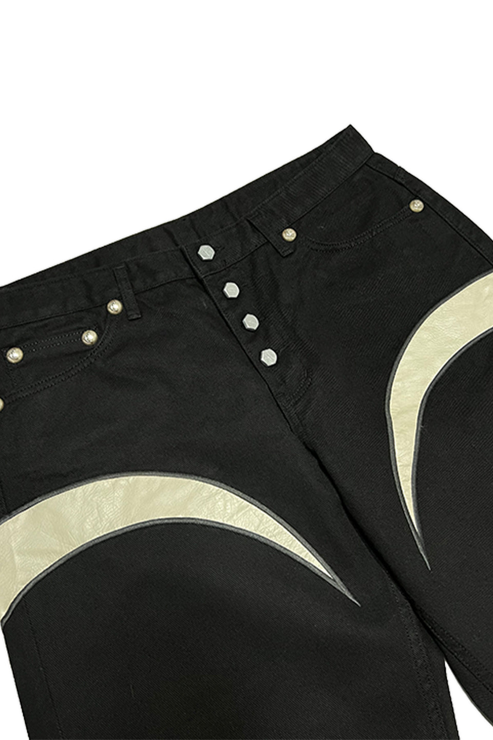 Tc Leather Washing Denim Pants