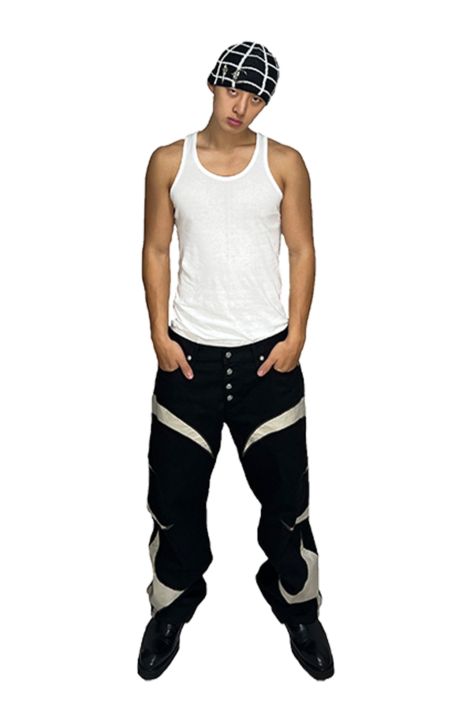 Tc Leather Washing Denim Pants