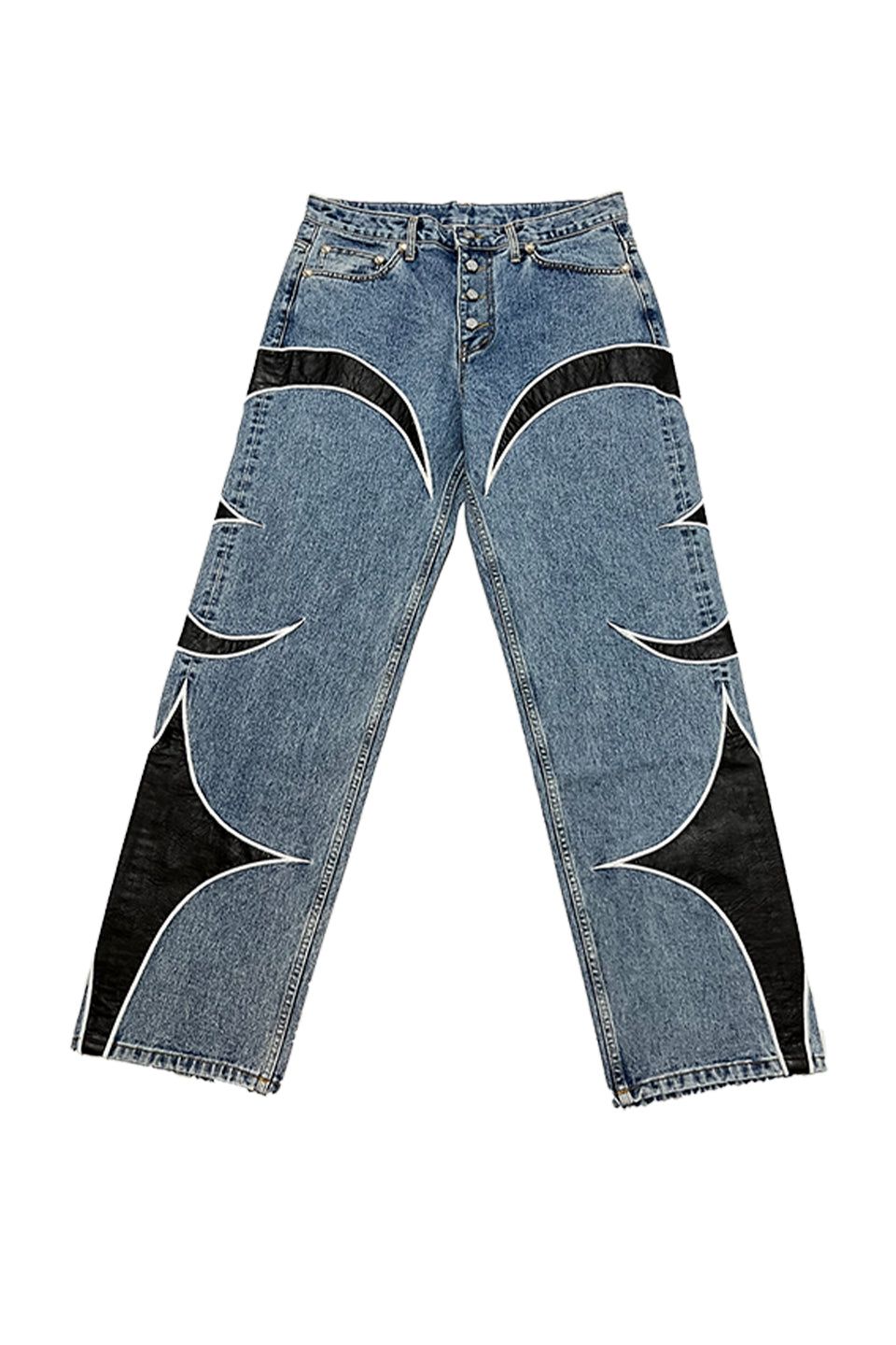 Tc Leather Washing Denim Pants