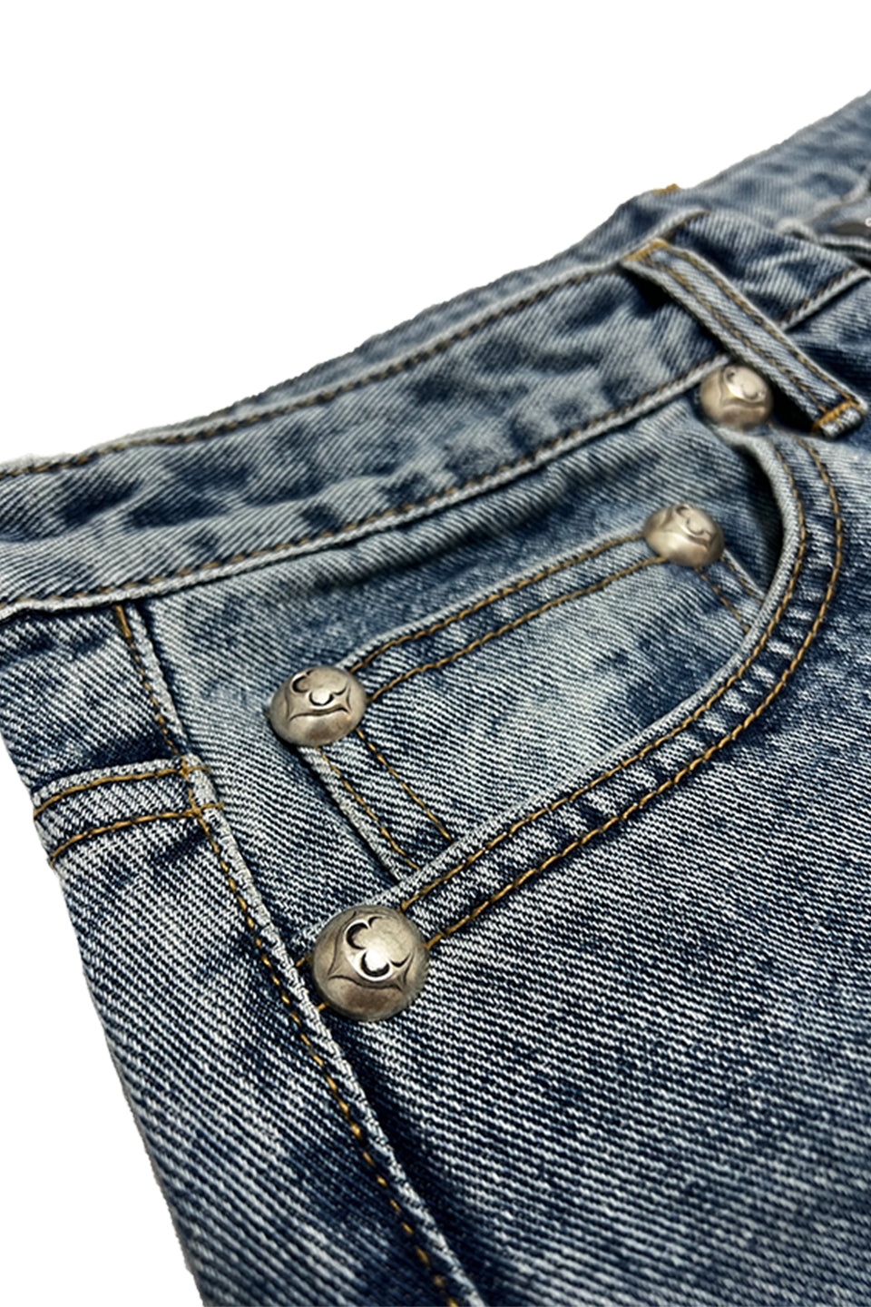Tc Leather Washing Denim Pants