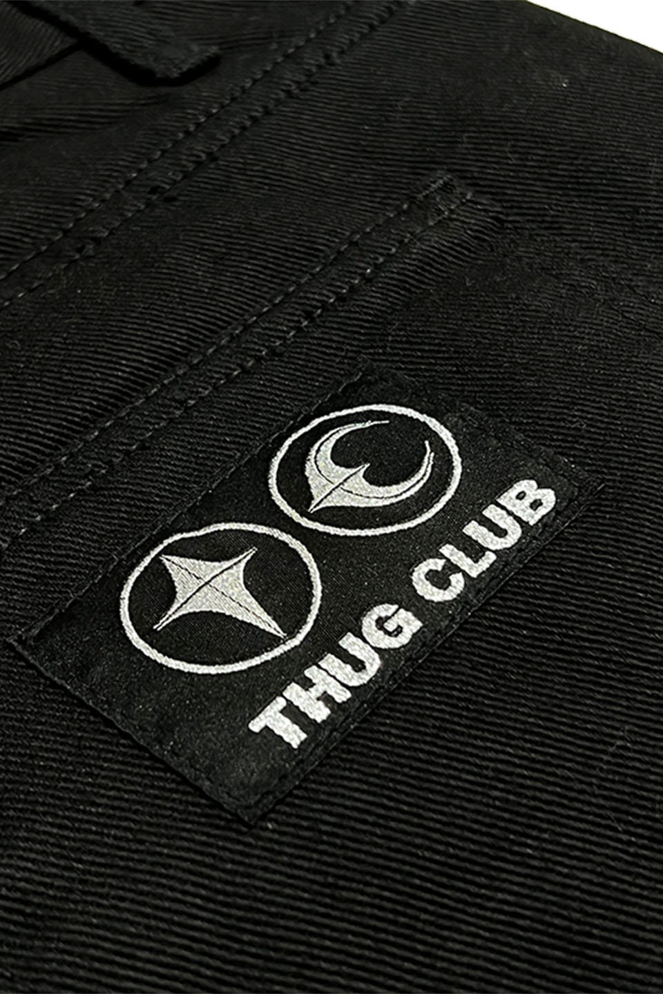 THUG CLUB Leather Black denim pants