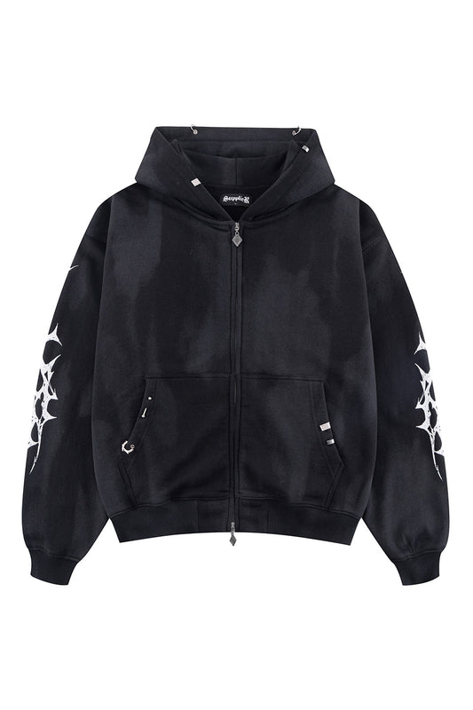 Tribal Bones Pierced Zip Hoodie
