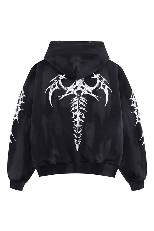 Tribal Bones Pierced Zip Hoodie