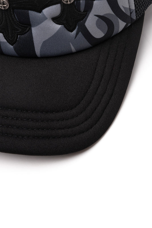 Tribal Camo Cross Leather Patch Mesh Cap