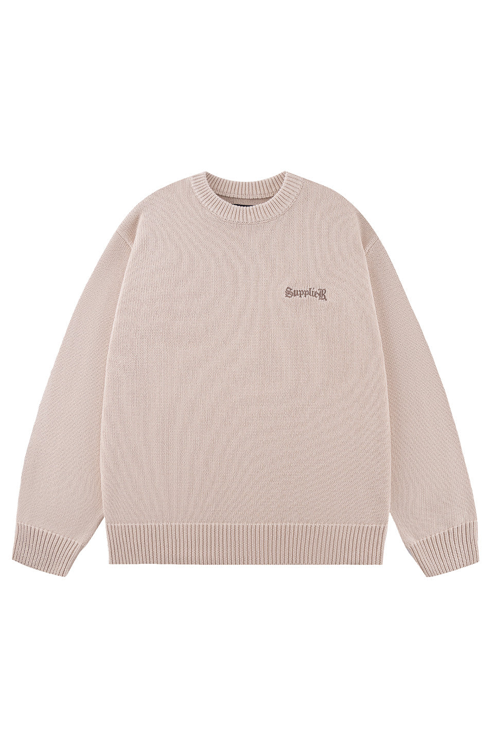 Tribal Cross Leather Patch Crew Knit