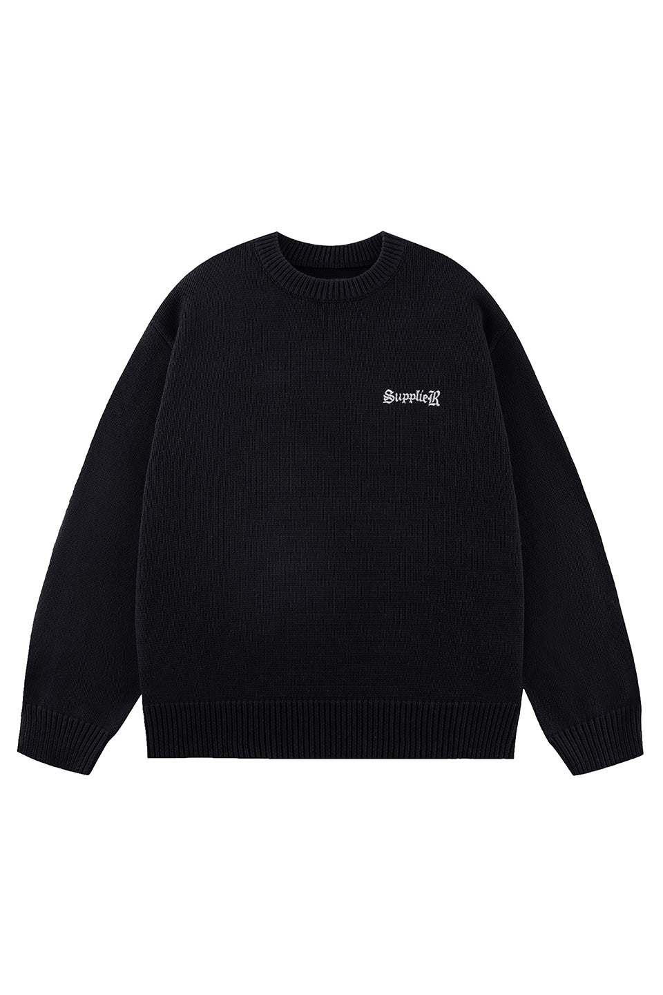 Tribal Cross Leather Patch Crew Knit