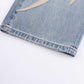 Tribal Leather Patch Baggy Denim Jeans