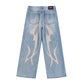 Tribal Leather Patch Baggy Denim Jeans