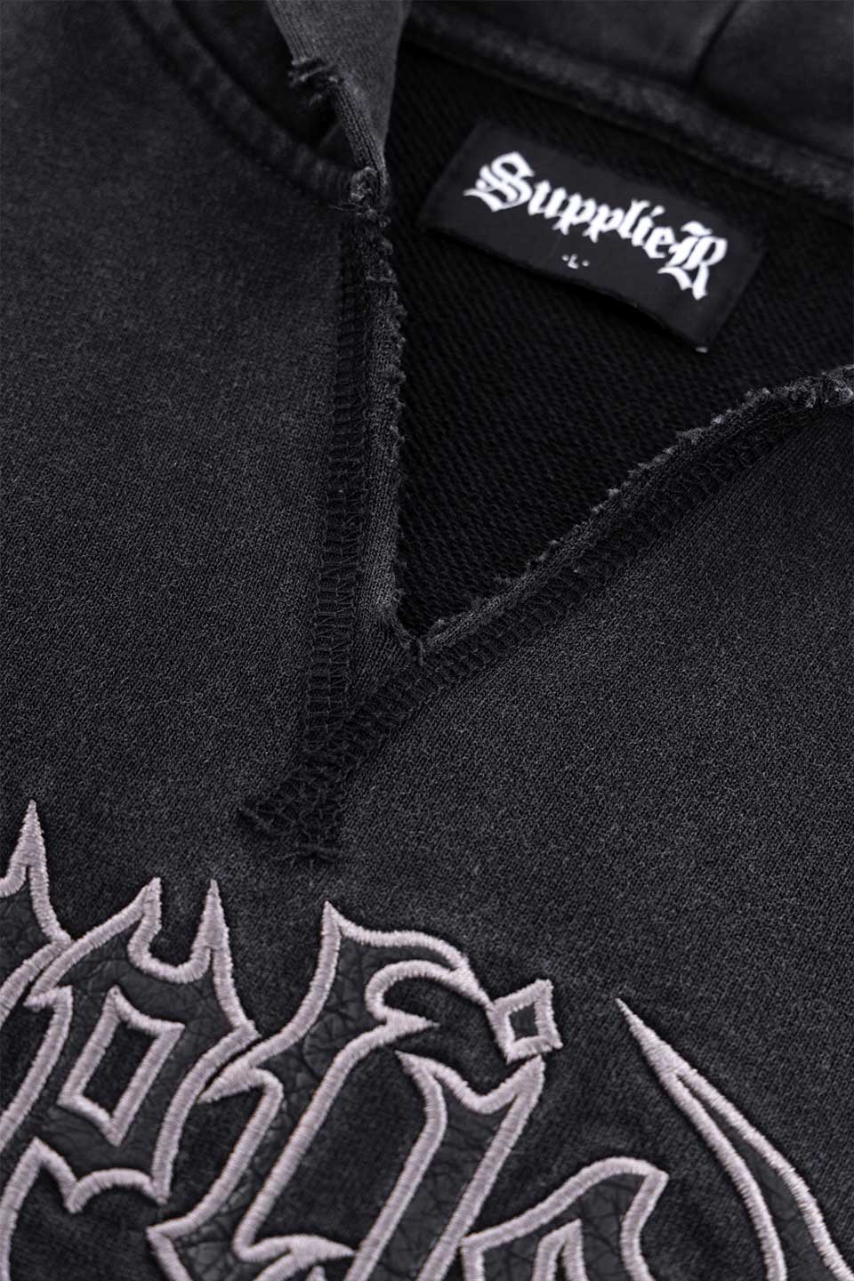 Tribal Leather Patch Zip Hoodie