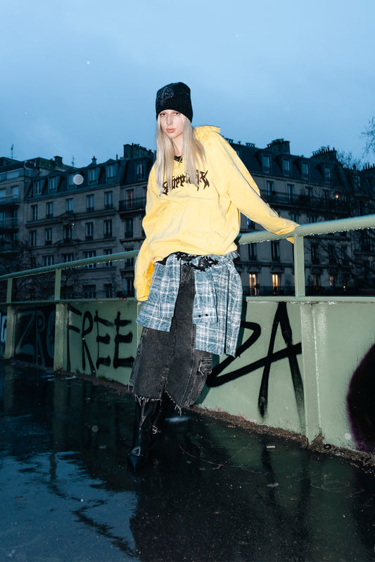 Tribal Leather Patch Zip Hoodie