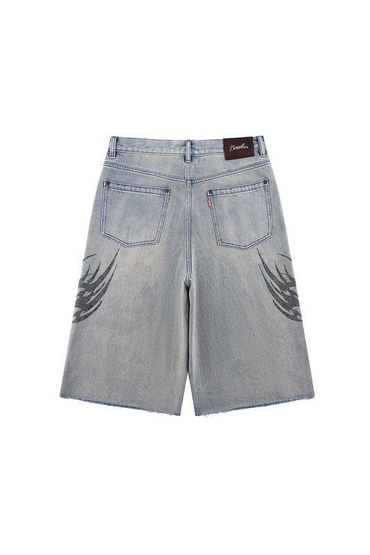 Tribal Rhinestone Denim Shorts
