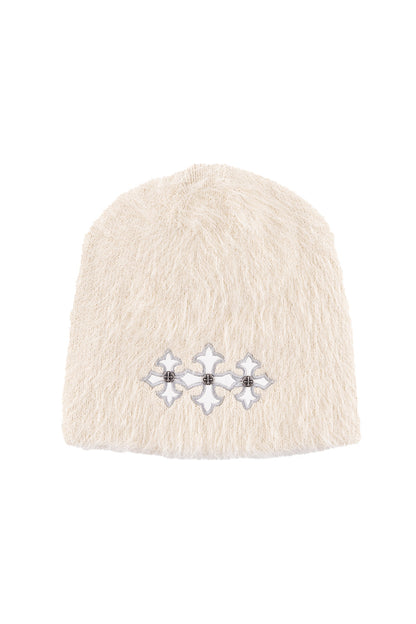 Triple Cross Shaggy Knit Beanie