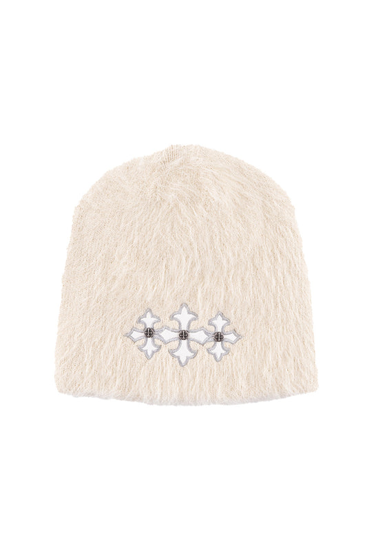 Triple Cross Shaggy Knit Beanie