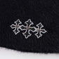 Triple Cross Shaggy Knit Beanie