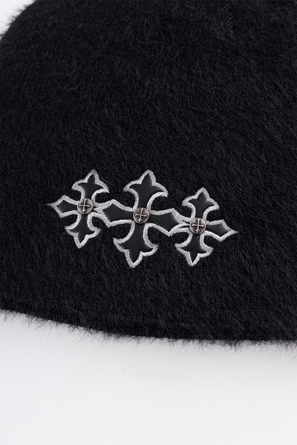 Triple Cross Shaggy Knit Beanie