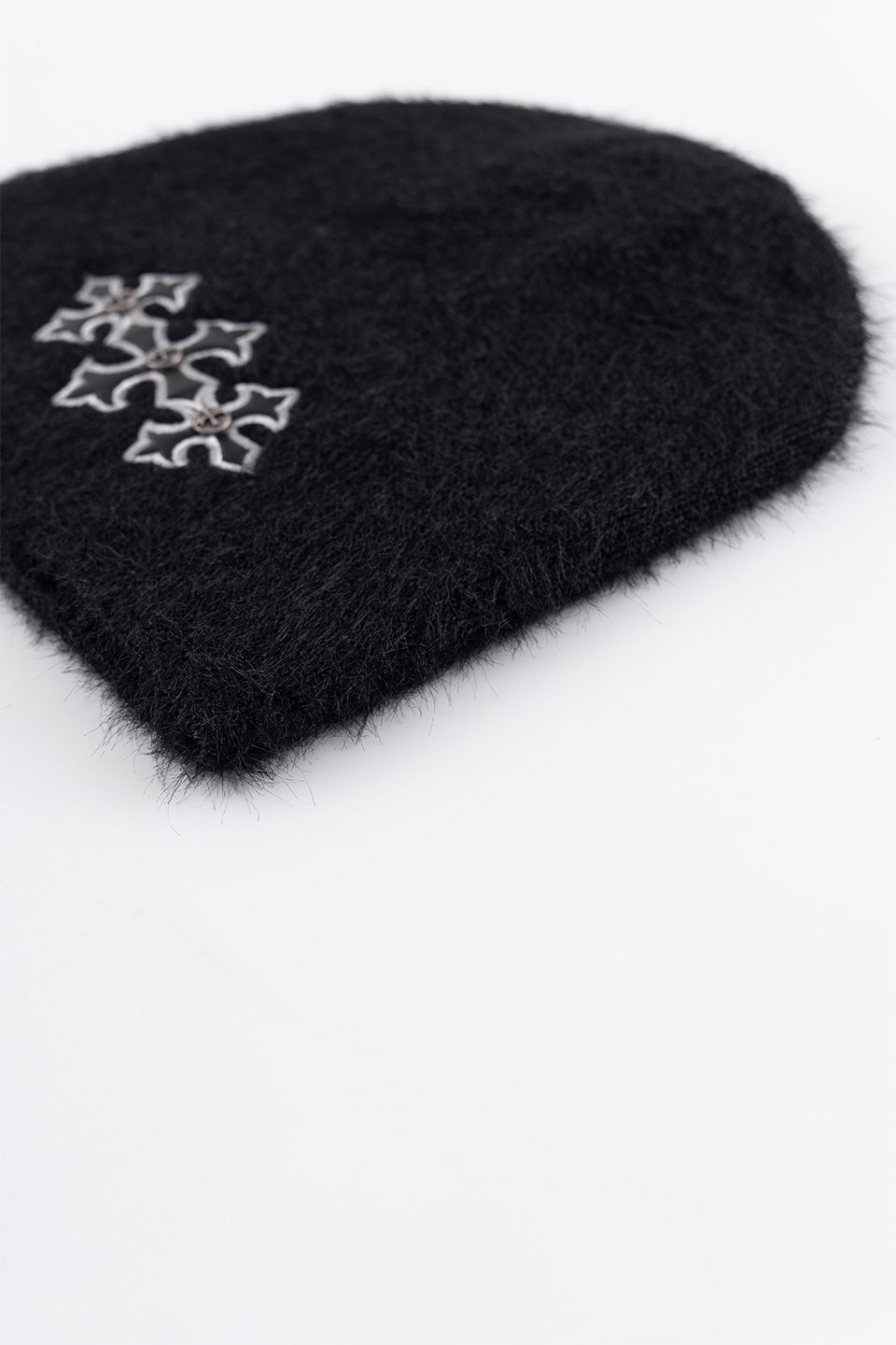 Triple Cross Shaggy Knit Beanie