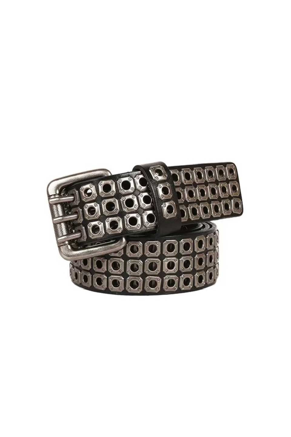 Triple Rivet Leather Belt
