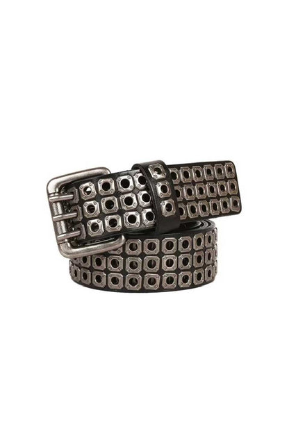 Triple Rivet Leather Belt