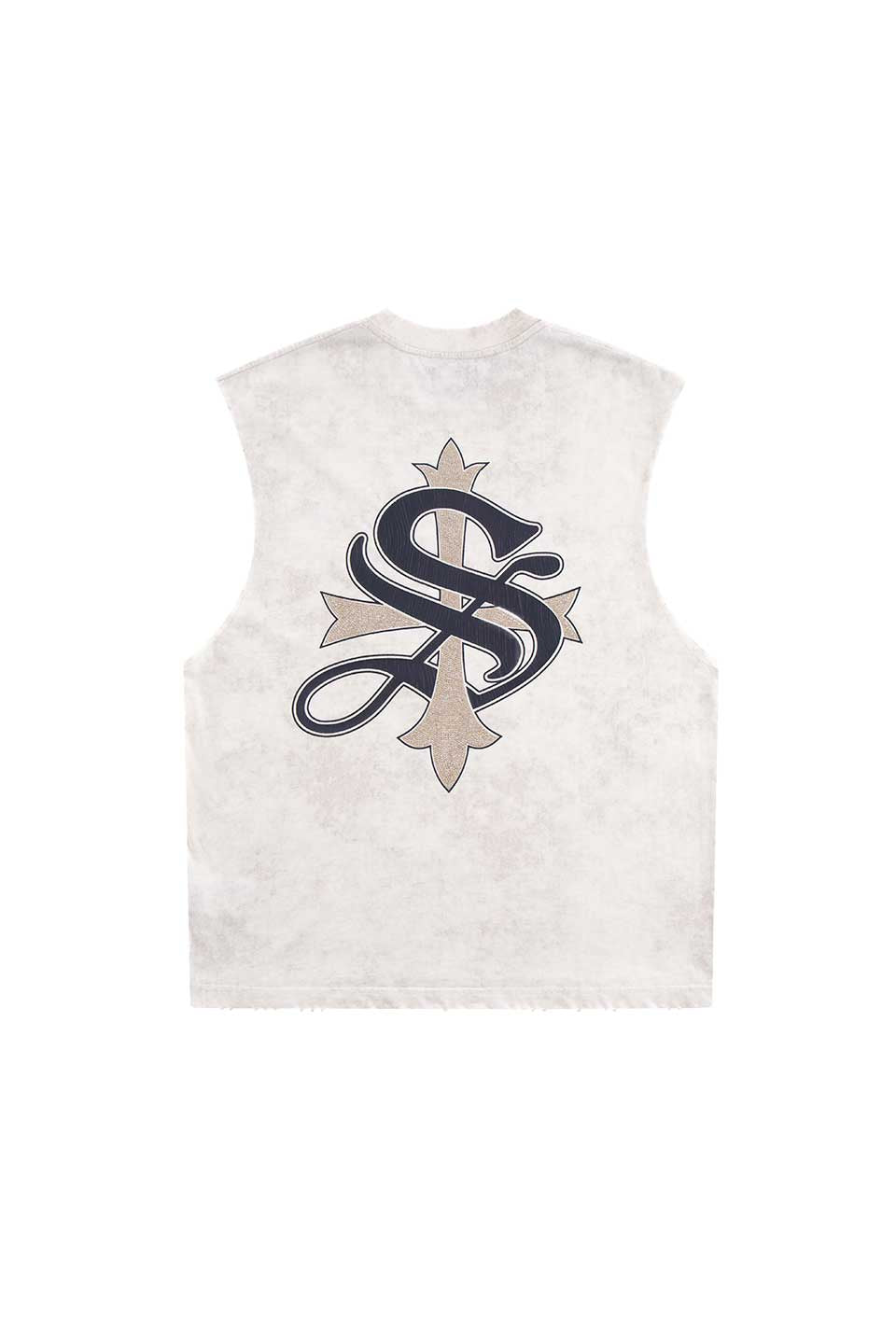 Vintage Wash Cross Rhinestone Sleeveless