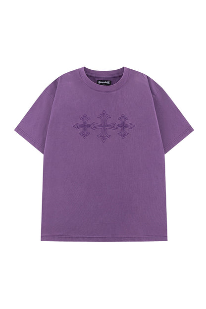 Vintage Wash Embroidery Cross Tee