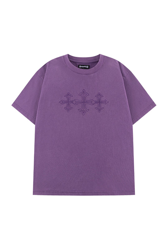 Vintage Wash Embroidery Cross Tee