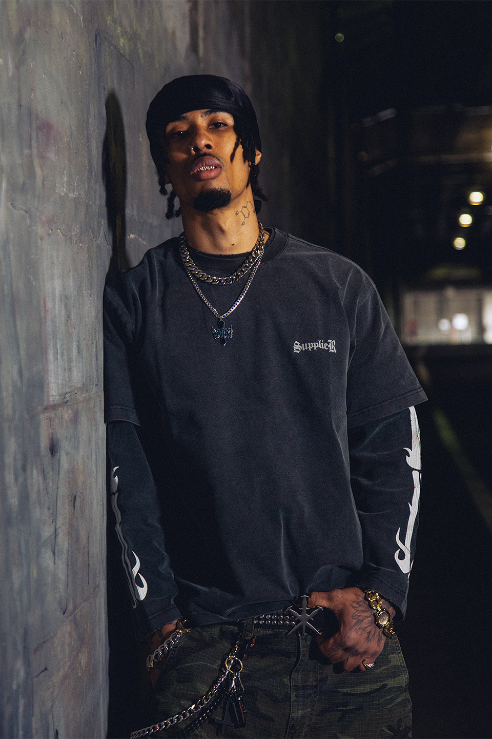 Vintage Wash Melt Cross Rhinestone Tee