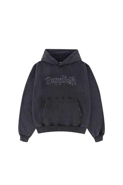 Vintage Wash Rhinesonte Iron Logo Hoodie
