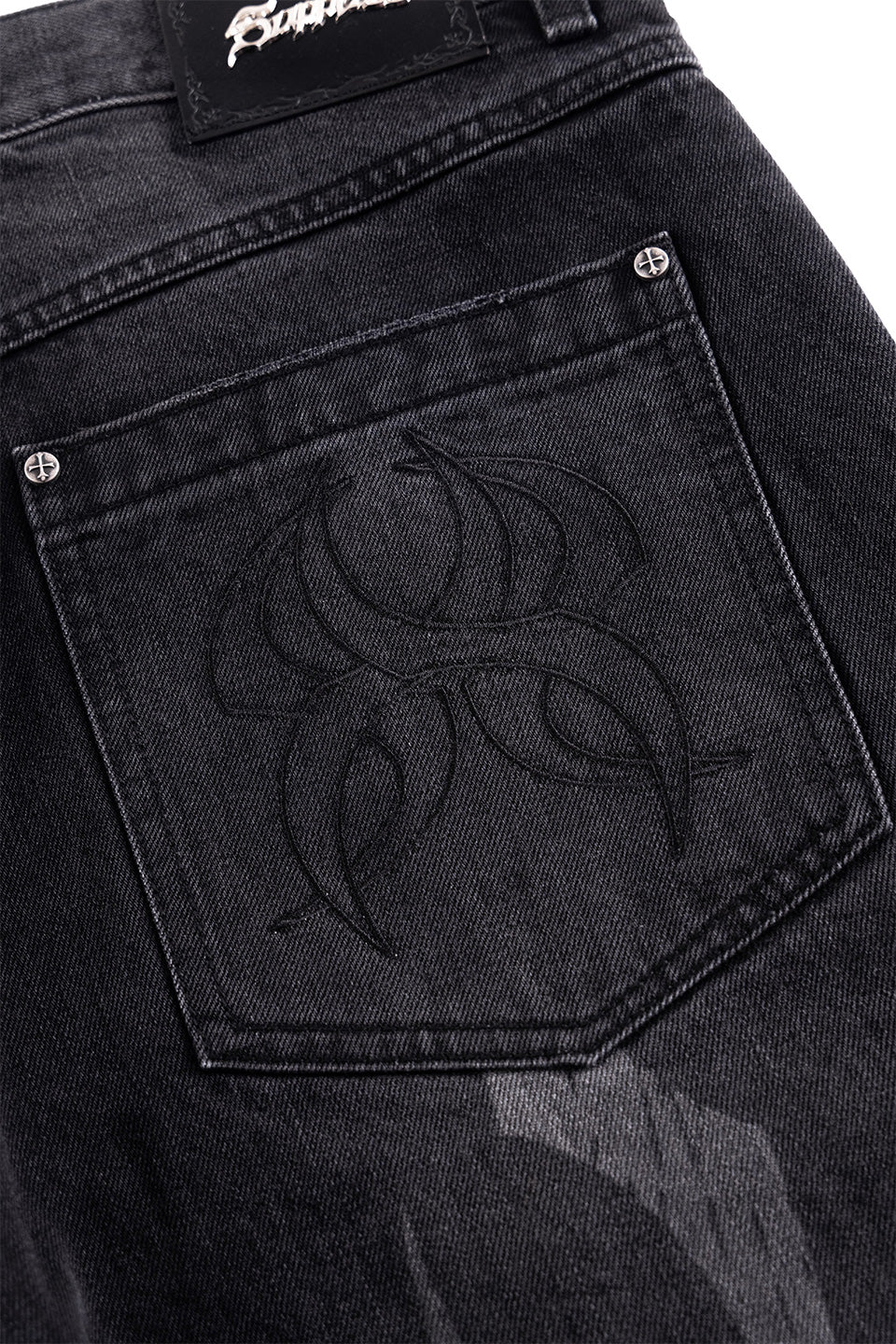 Vintage Wash Tribal Double Knee Baggy Jeans