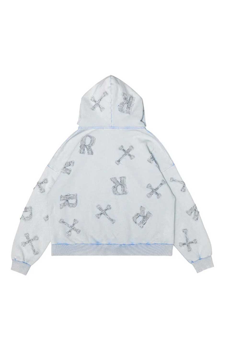 Washed Blue Patch Hoodie