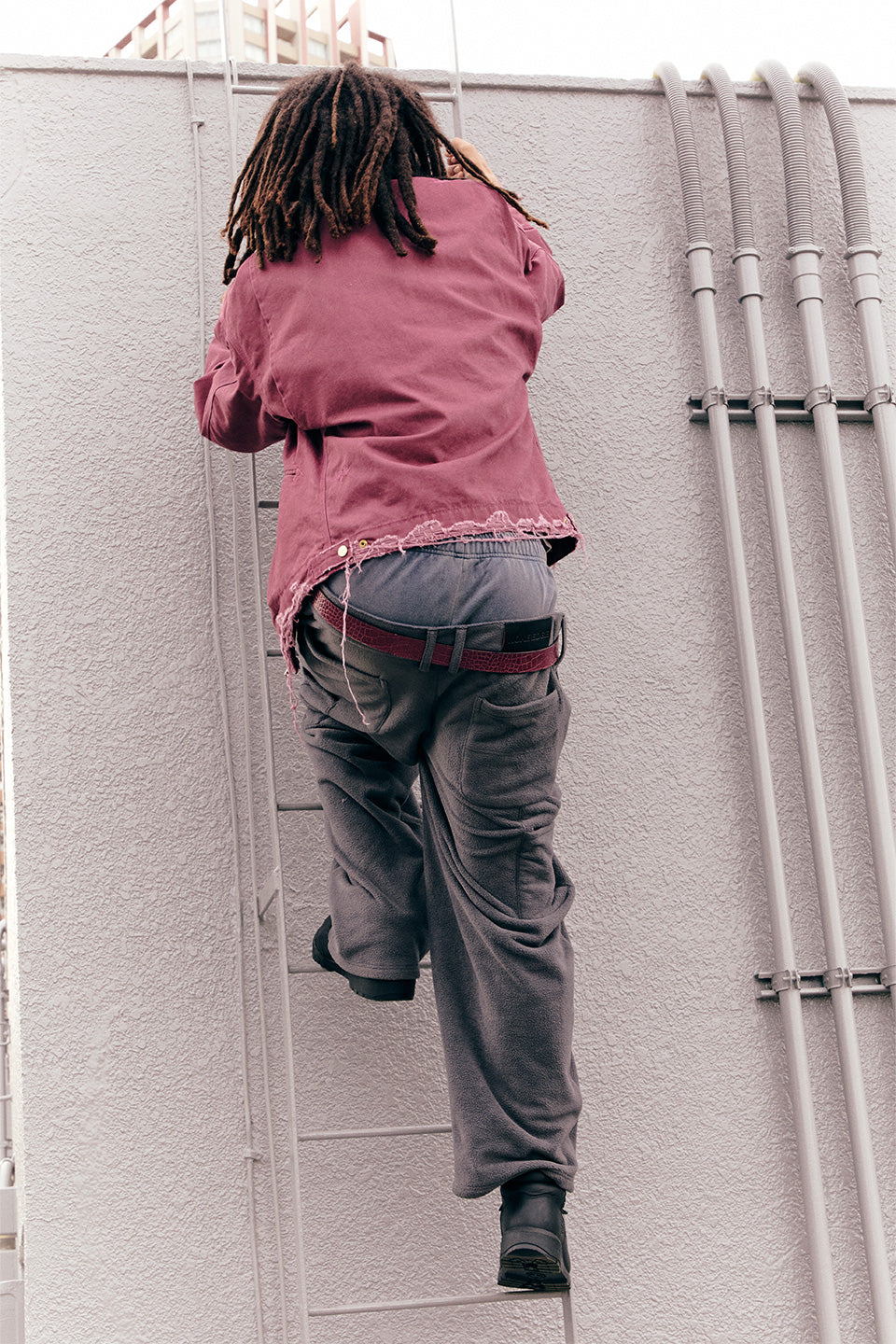 Washed Fleece Layered Pants