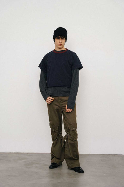 Washed Loose Straight Strap Overalls