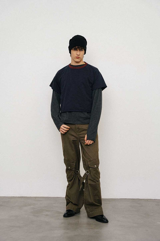 Washed Loose Straight Strap Overalls