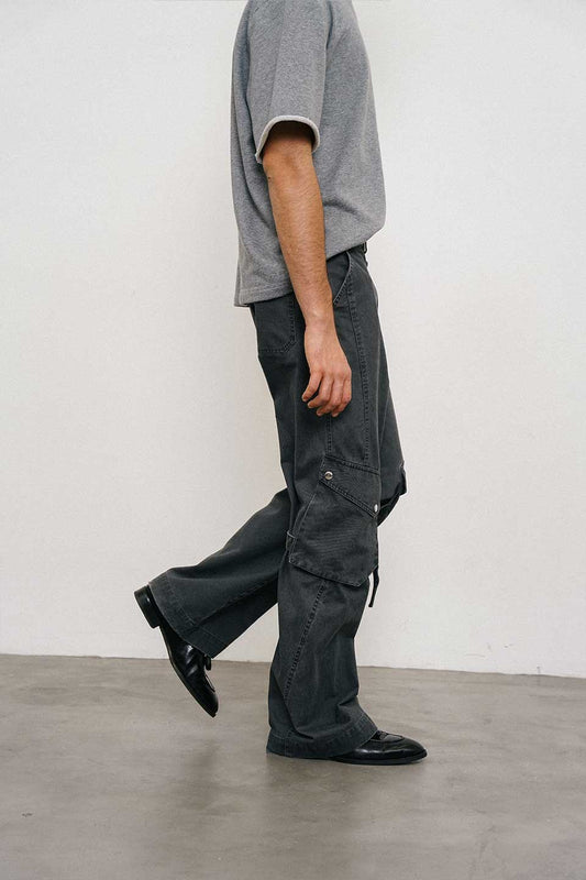 Washed Loose Straight Strap Overalls