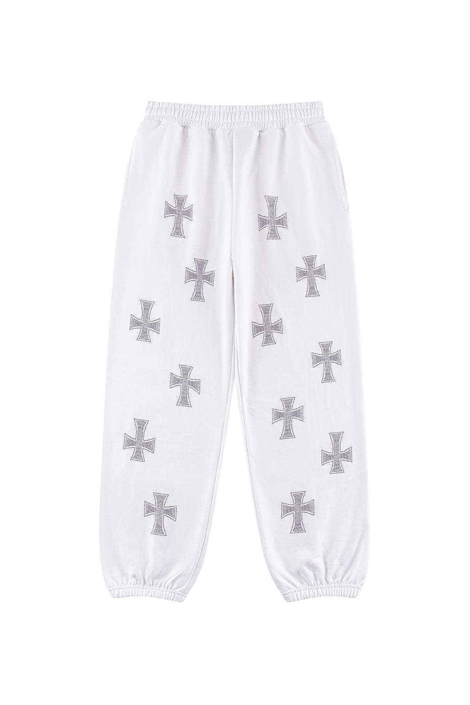 White Cross Rhinestone Jogger