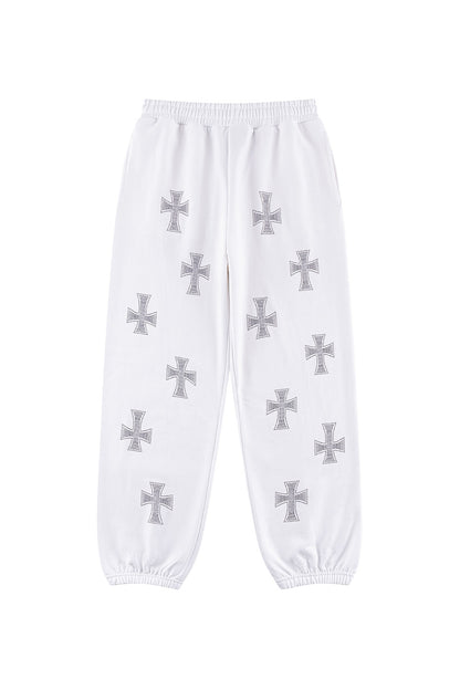 White Cross Rhinestone Jogger